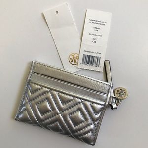 *New* Tory Burch Fleming Metallic Slim Card Case